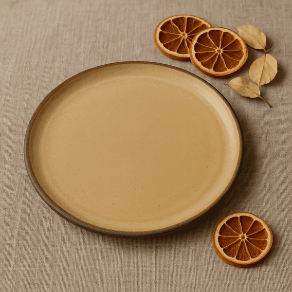 Χειροποίητο κεραμικό πιάτο με ίσιο προφίλ και ματ υάλωση σε ηλιοκίτρινο – Ήλιος, σε 15, 20 και 24,5 εκ.