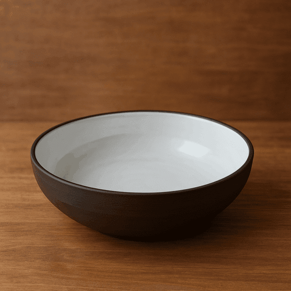 Χειροποίητο κεραμικό πιάτο γαβάθα με σκούρο πηλό και λευκή ματ υάλωση – Λευκή Νύχτα, διαστάσεις 14, 17 και 20 εκ.