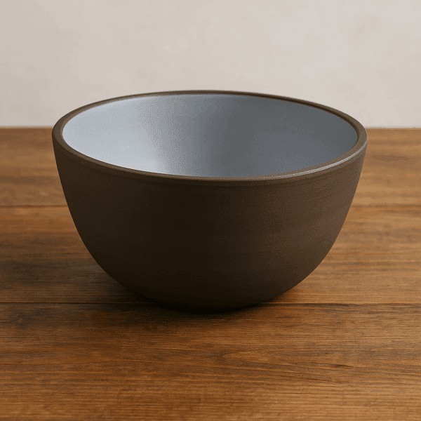 Χειροποίητο κεραμικό μπολ από σκούρο πηλό με λευκή ματ υάλωση – Λευκή Νύχτα, σε 12,5 και 14,5 εκ.